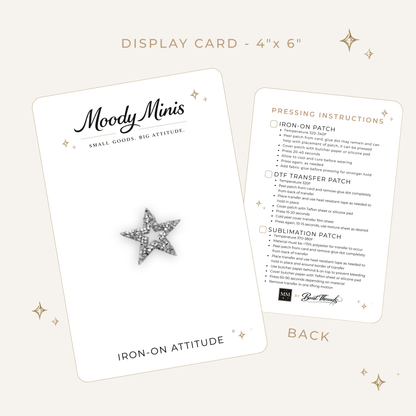 White Hollow Star Rhinestone Patch- RTS