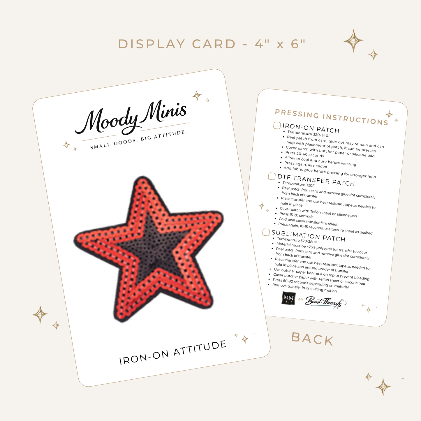 Black/Red Star Sequin Patch- RTS