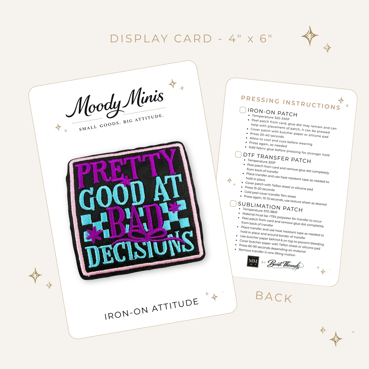 Pretty Good at Bad Decisions Black Embroidered Patch