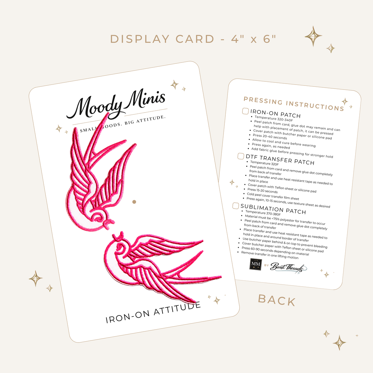 Swallow Pair Pink & White Embroidered Patch