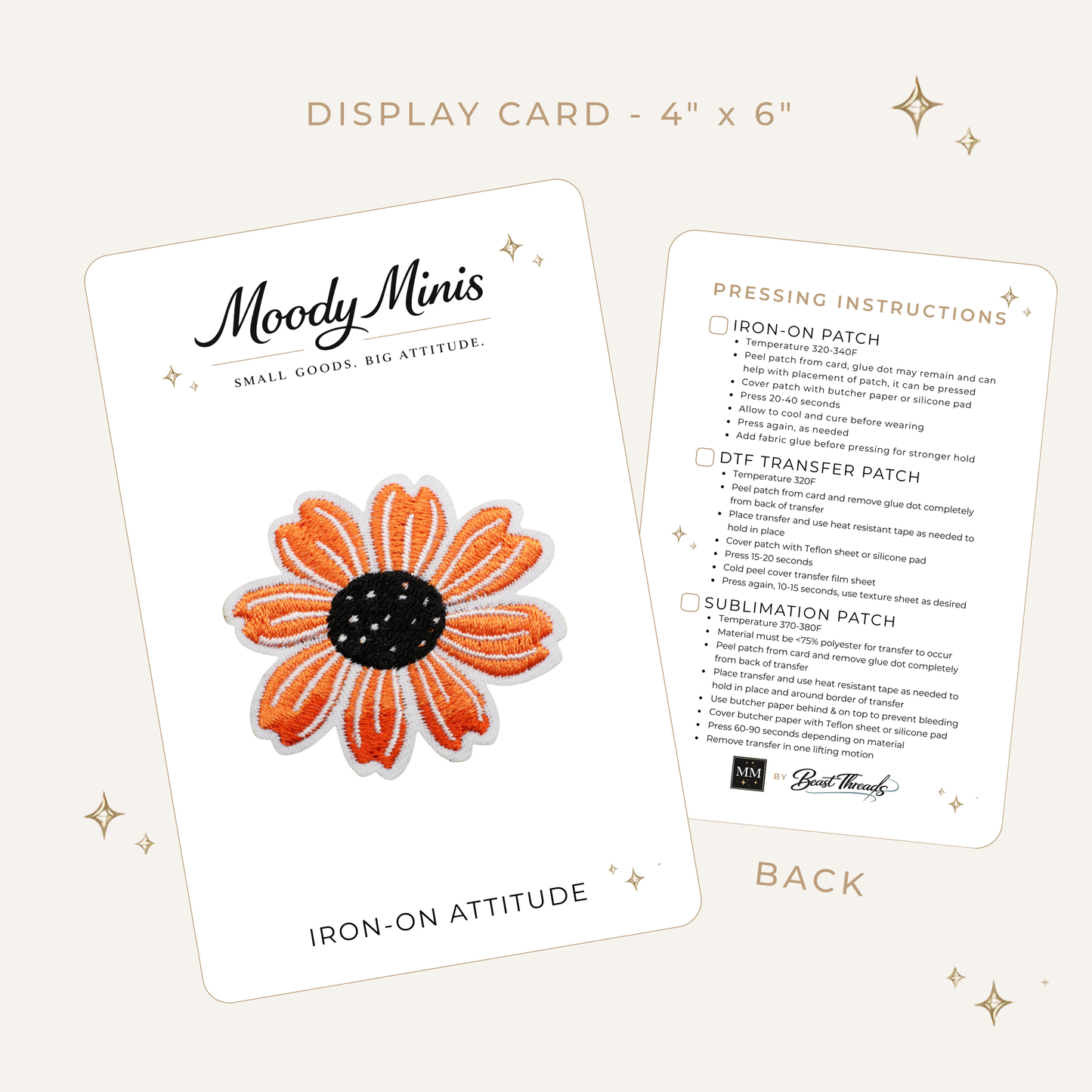 Orange Flower Embroidered Patch- RTS