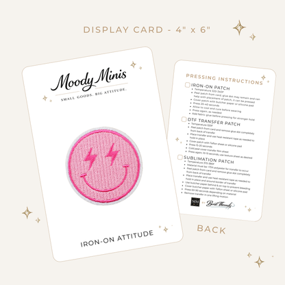 Pink Bolt Smile Embroidered Patch- RTS