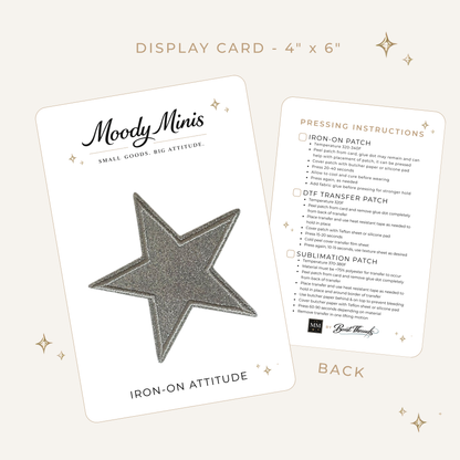 Silver Glitter Star 3.25" Embroidered Patch