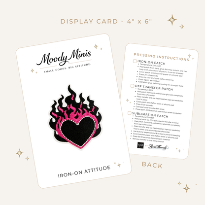 Black Pink Flame Heart Embroidered Patch