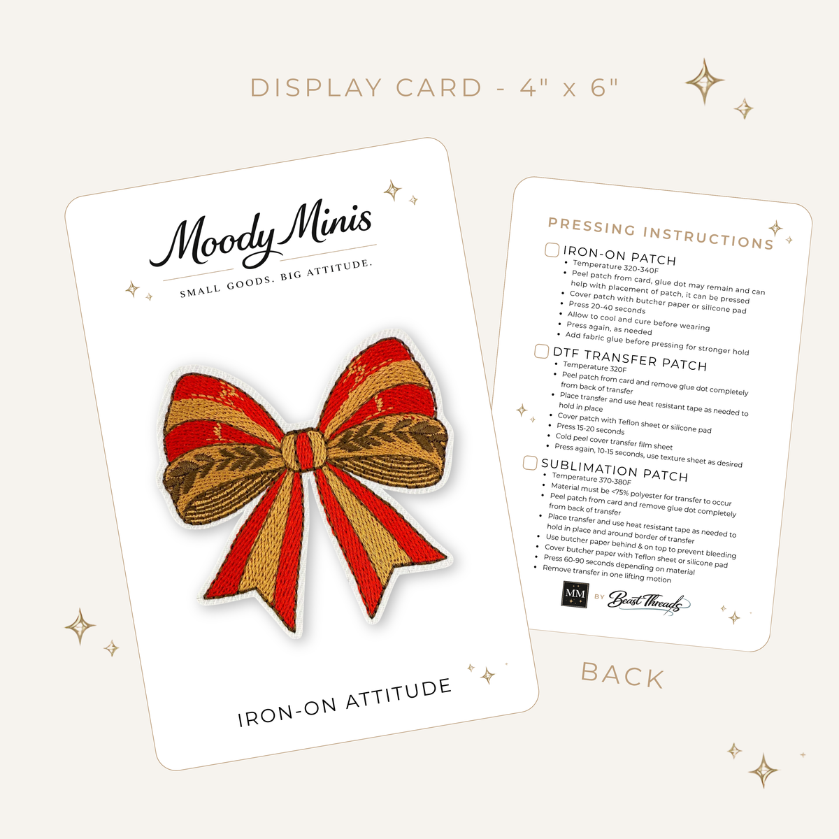 Christmas Classic Gingerbread Bow Embroidered Patch