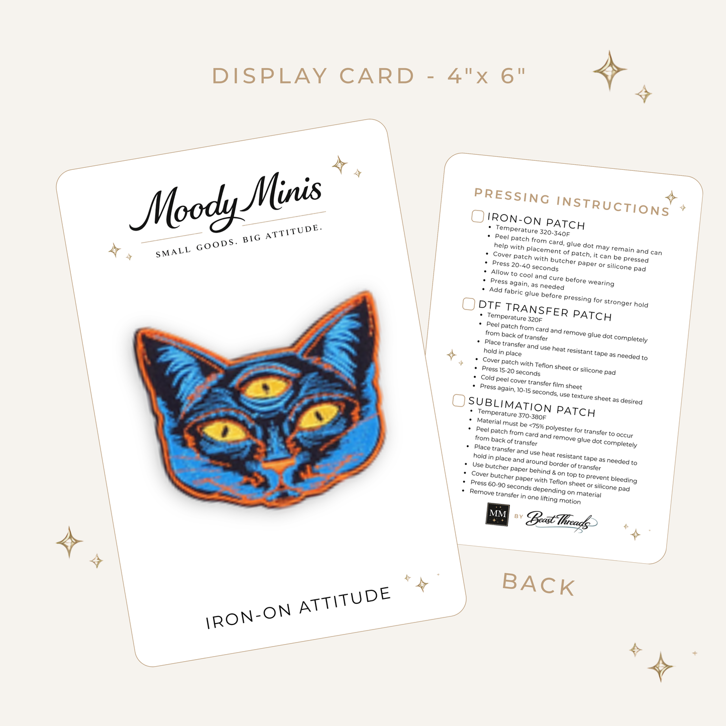 Blue 3 Eyed Cat Embroidered Patch- RTS