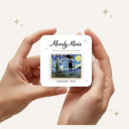 Black Cats Van Gogh Starry Enamel Pin