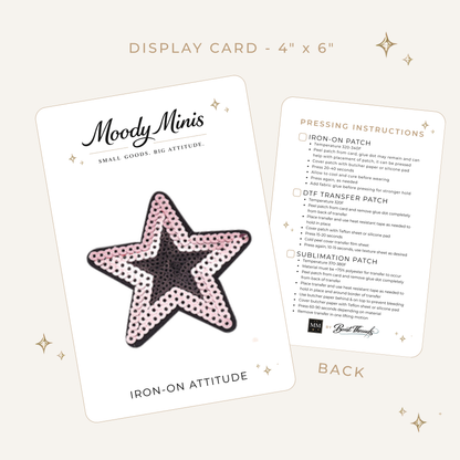Pink/Black Star Sequin Patch- RTS