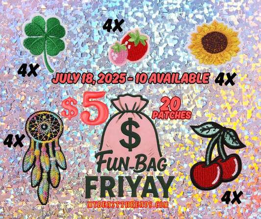 $5FBF 7/18/25 DEAL - 5 Assorted IRON ON Patch 20 pc Bag - RTS