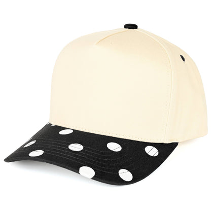 C.C Big Polka Dot Pattern Print Brim Two Tone Trucker Hat - Black