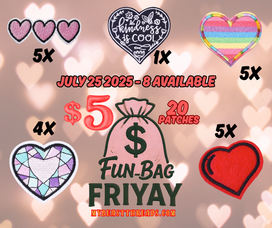 $5FBF 7/25/25 DEAL - 5 Assorted Heart IRON ON Patch 20 pc Bag - RTS