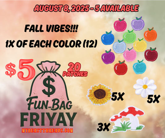 $5FBF 8/8/25 DEAL - 5 Assorted Fall Fillers IRON ON Patch 20 pc Bag - RTS