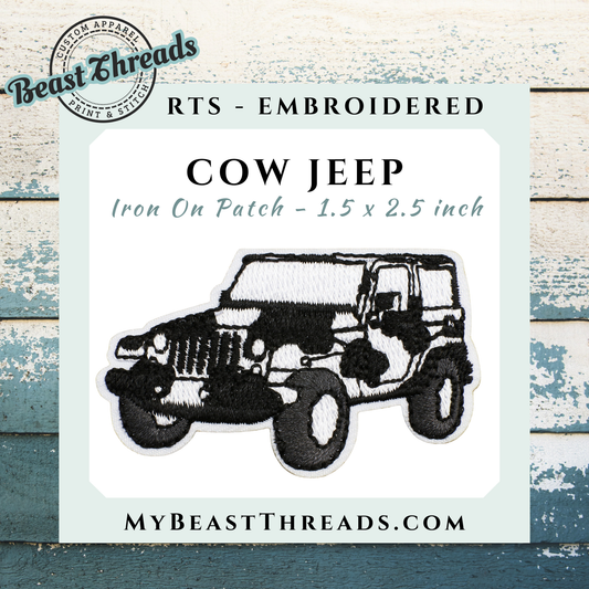 Cow Jeep Embroidered Patch- RTS