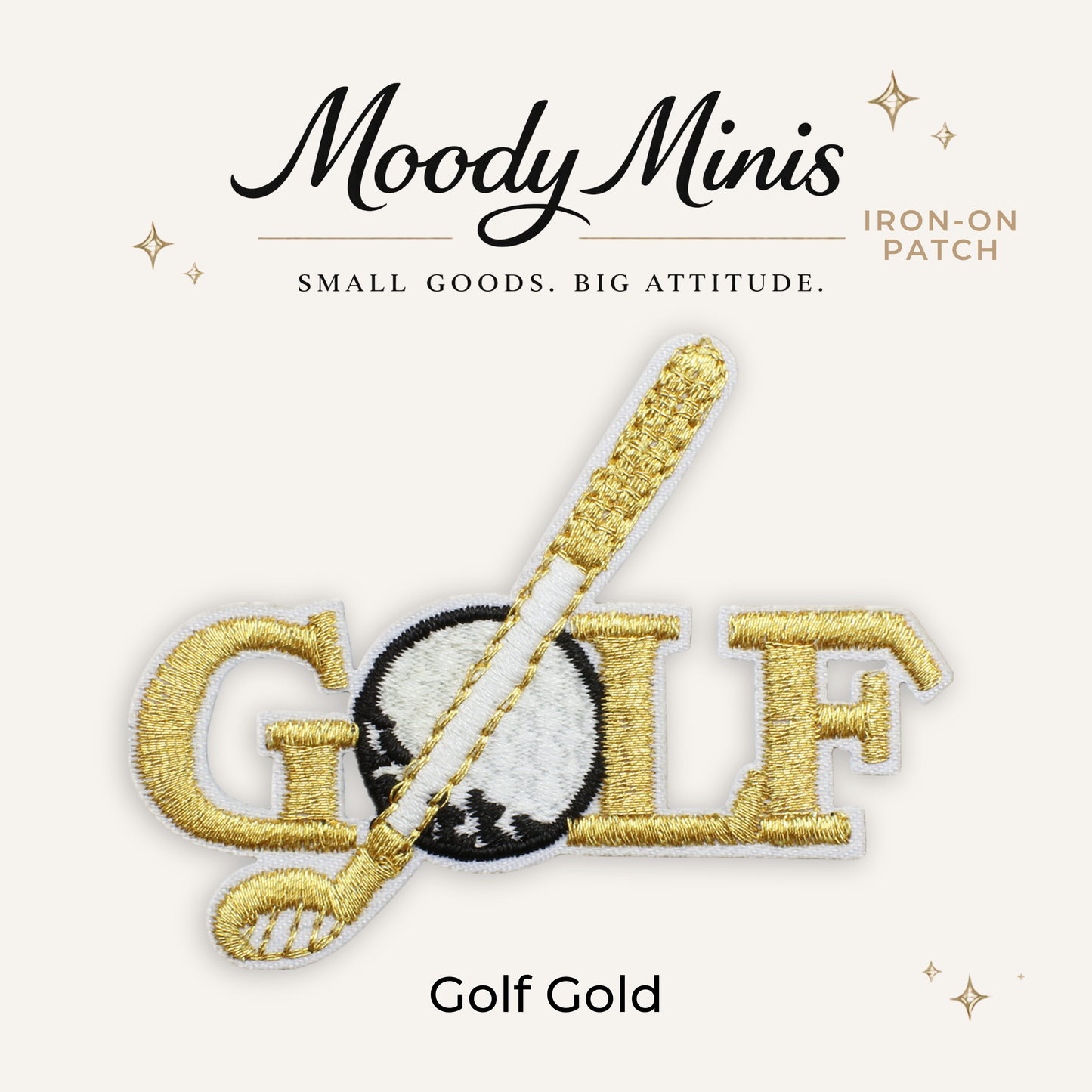 Golf Gold Embroidered Patch