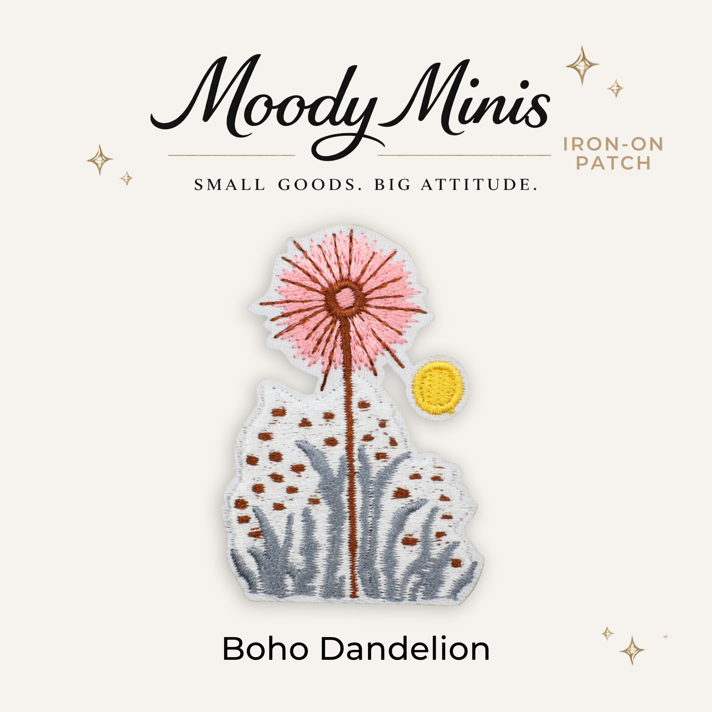 Boho Dandelion Embroidered Patch