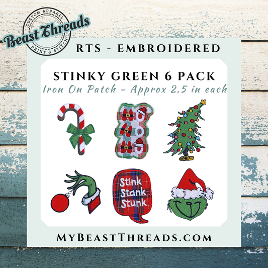 Stinky Green Man 6 Pack Embroidered Patch- RTS
