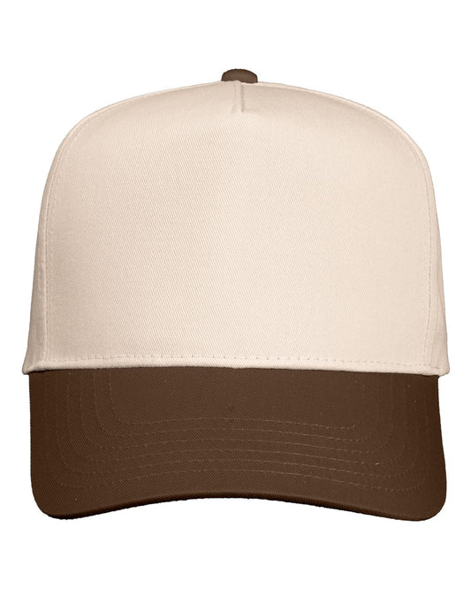 Valucap 8869 - Five Panel Twill Cap Natural/Brown