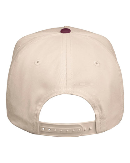 Valucap 8869 - Five Panel Twill Cap Natural/Maroon