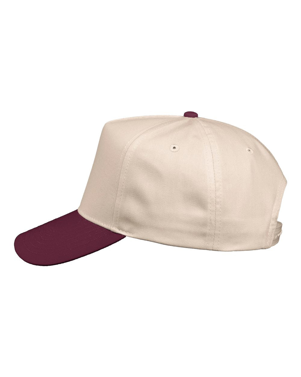 Valucap 8869 - Five Panel Twill Cap Natural/Maroon